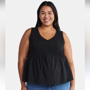 Terra & Sky Black Sleeveless Knit Tank Top